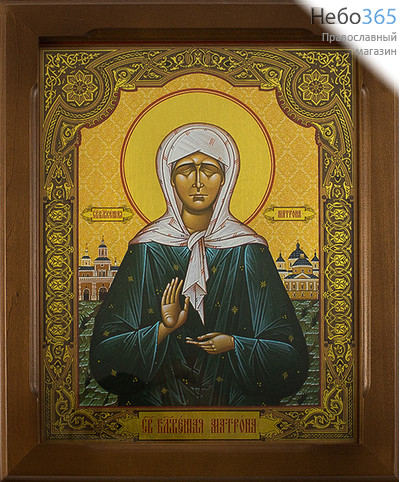  Икона в раме (Кз) 19х24 (в раме 24х29), прямая печать на поталь, под стеклом Матрона Московская, блаженная, фото 1 