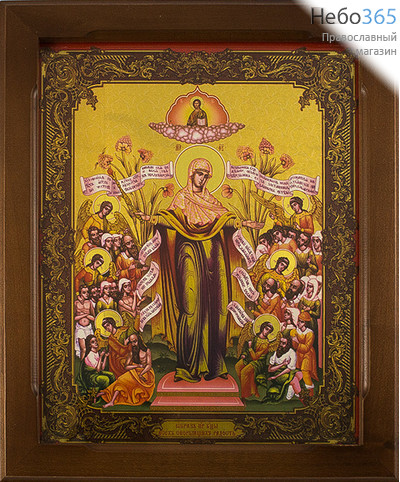  Икона в раме (Кз) 19х24 (в раме 24х29), прямая печать на поталь, под стеклом Божией Матери Всех Скорбящих Радость, фото 1 