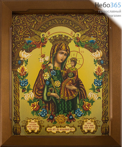  Икона в раме (Кз) 19х24 (в раме 24х29), прямая печать на поталь, под стеклом Божией Матери Неувядаемый Цвет, фото 1 