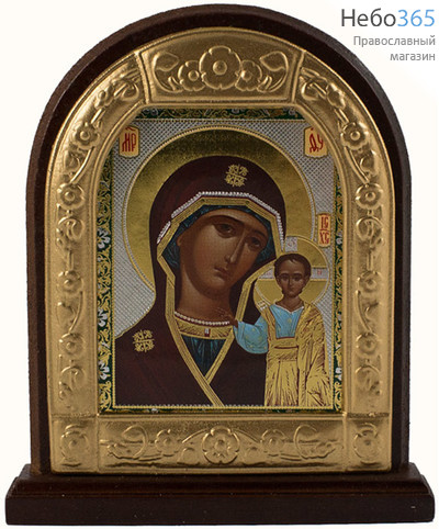  Икона на дереве 6х9 см, арочная, на подставке (Мис) икона Божией Матери Казанская (х227), фото 1 