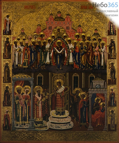  Икона на дереве 14х19, копии старинных и современных икон, в коробке Покров Пресвятой Богородицы, фото 1 