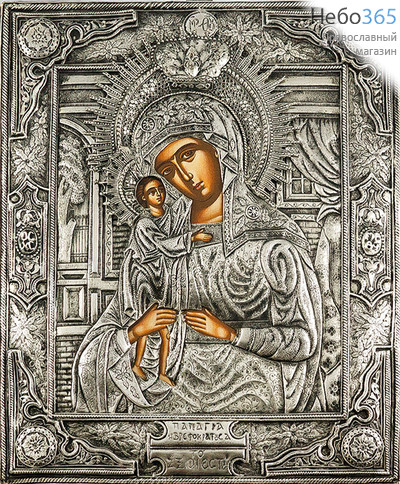  Взыскание погибших икона Божией Матери. Икона писаная (Гн) 32х39, в посеребренной ризе (№93), фото 1 