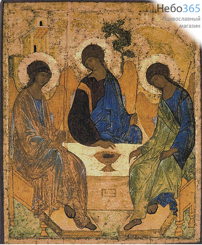  Икона на дереве 10-12х17, полиграфия, копии старинных и современных икон Троица Рублёв, фото 1 