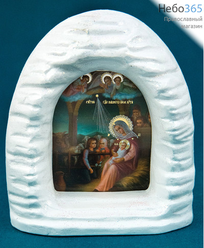  Вертеп рождественский "Пещера", гипсовый, с иконой "Рождество Христово", Х303, фото 2 