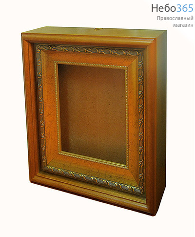  Киот деревянный для иконы 13х16х2,3 см, "пенал", с багетной рамой, цвет - орех (Г), фото 1 