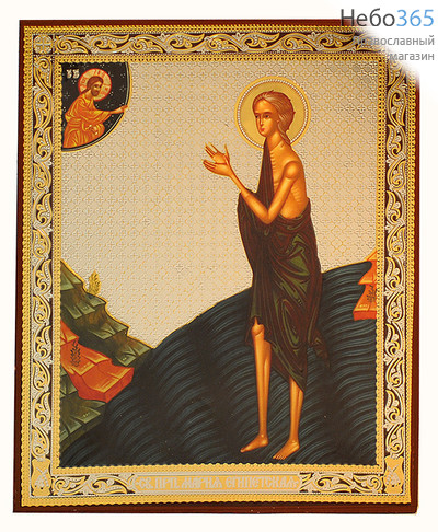  Икона на дереве 13х16 см, 11.5х19 см, полиграфия, золотое и серебряное тиснение, в коробке (Ш) Мария Египетская, преподобная (62), фото 1 