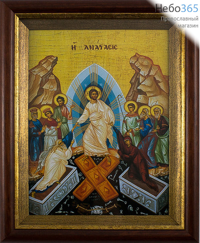  Икона в киоте 17х20,5, холст, деревянный багет Воскресение Христово, фото 1 