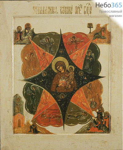  Икона на дереве 24х20, Божией Матери Неопалимая Купина, печать на левкасе, золочение, фото 1 