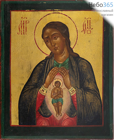  Помощница в родах икона Божией Матери. Икона писаная 26х32 см, без ковчега, 19 век (Ат), фото 1 