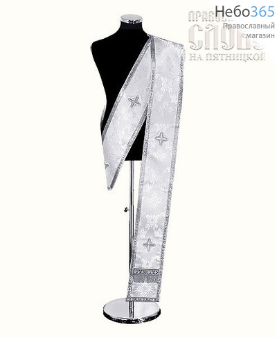  Орарь белый с серебром, двойной, шелк в ассортименте, длина 150 см, фото 1 