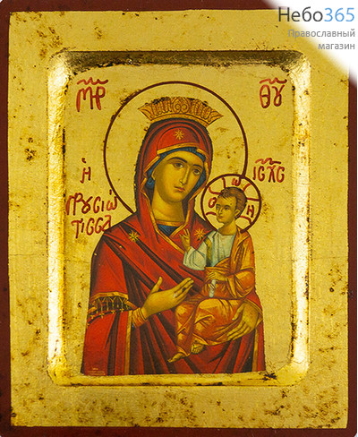  Икона на дереве 11х13 см, основа МДФ, ручное золочение, с ковчегом (BOSN) (Нпл) икона Божией Матери Одигитрия (Прусиотисса) (3057), фото 1 