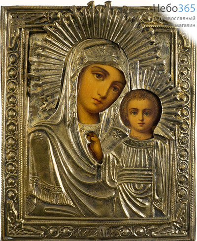  Казанская икона Божией Матери. Икона литографическая 14,5х17,5 см, в ризе, 19 век (Фр), фото 1 