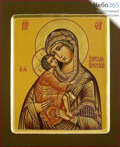  Донская икона Божией Матери. Икона писаная (Шун) 21х25х3,8, цветной фон, золотые нимбы, с ковчегом, фото 1 