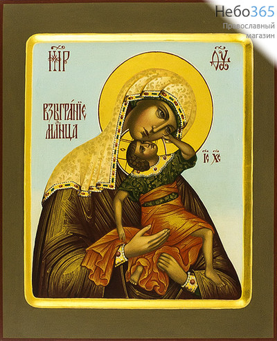  Взыграние Младенца икона Божией Матери. Икона писаная (Зб) 21х25, цветной фон, золотой нимб, с ковчегом, фото 1 