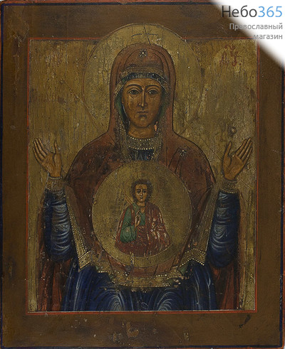  Знамение икона Божией Матери. Икона писаная 30х35 см, без ковчега, 19 век, фото 1 