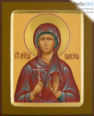  Валерия, мученица. Икона писаная 13х16х2, цветной фон, золотой нимб, с ковчегом, фото 1 