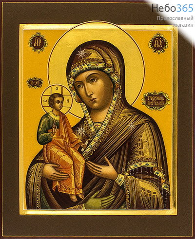  Троеручица икона Божией Матери. Икона писаная 21х25, цветной фон, золотой нимб, с ковчегом, фото 1 