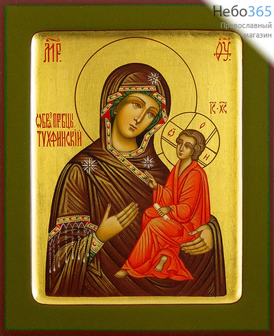  Тихвинская икона Божией Матери. Икона писаная 13х16х2 см, золотой фон, с ковчегом (Шун), фото 1 