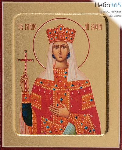  Елена, равноапостольная царица. Икона на дереве 13х16х2,5 см, золотой фон, с ковчегом (Зх), фото 1 