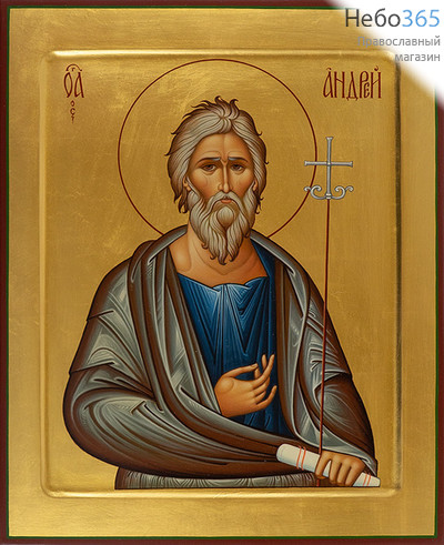  Андрей Первозванный, апостол. Икона писаная 22х28х4 см, золотой фон, с ковчегом (Шун), фото 1 