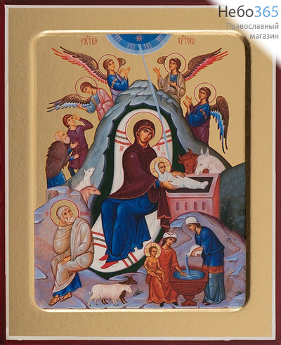  Рождество Христово. Икона на дереве 13х16х2,5 см, золотой фон, с ковчегом (Зх), фото 1 