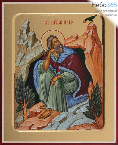  Илия, пророк. Икона на дереве 13х16х2,5 см, золотой фон, с ковчегом (Зх), фото 1 