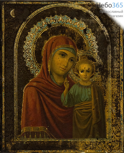  Казанская икона Божией Матери. Икона металлическая (Кж) 18х22, печать на жести, 19 век, фото 1 