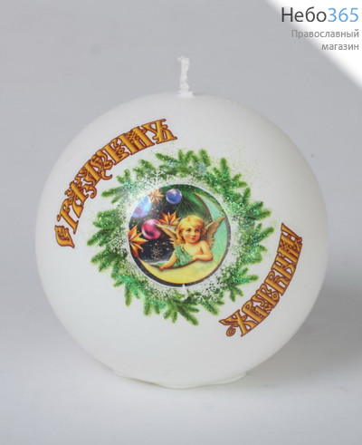  Свеча рождественская шар большой с деколью, фото 1 