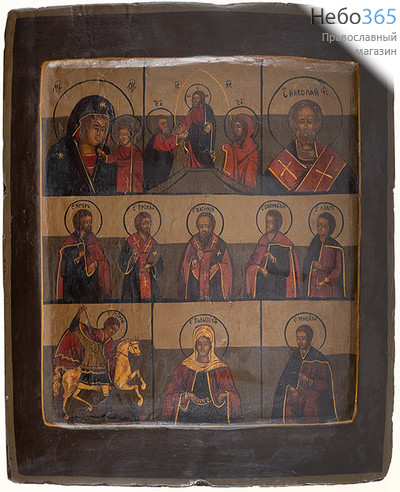  Воскресение Христово с избранными святыми. Икона писаная 25,5х31, многочастная, с ковчегом, реконструкция иконы 19 века (Фр), фото 1 