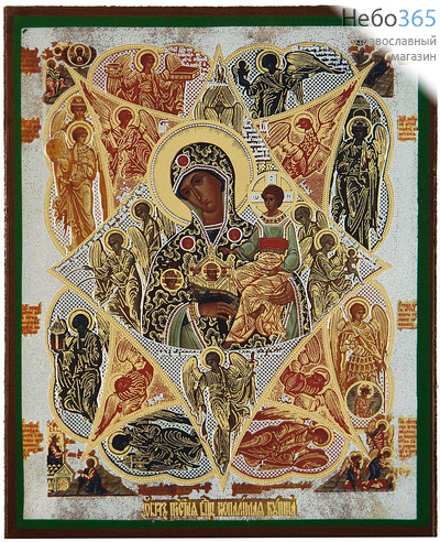  Икона на дереве 13х16, полиграфия, золотое и серебряное тиснение, в индивидуальной упаковке икона Божией Матери Неопалимая Купина, фото 1 