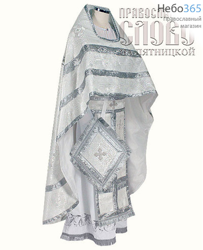  Облачение иерейское, белое с серебром, 92/155 шелк в ассортименте, фото 1 