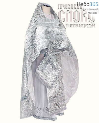  Облачение иерейское, белое с серебром, 90/150 парча "Царь-град", фото 1 