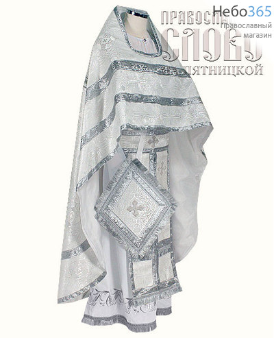  Облачение иерейское, белое с серебром, 92-150 шелк в ассортименте, фото 1 
