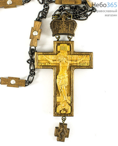  Крест наперсный иерейский деревянный восьмиконечный, из ольхи, высотой 15 см, машинная резьба с ручной доводкой, фото 1 