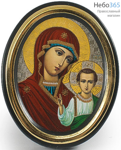  Икона на пластмассе 5х6, овальная, на подставке Божией Матери Казанская, фото 1 