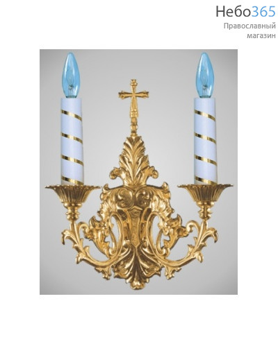  Лампада 2 свечи с крестом золочение, фото 1 