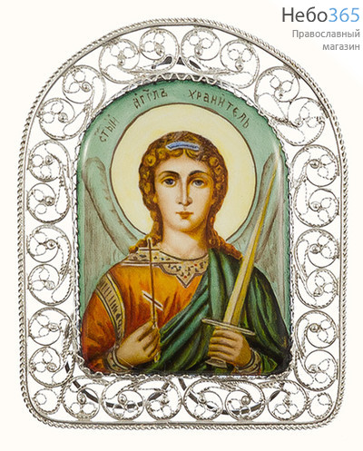  Ангел Хранитель. Икона писаная 4,7х6,5, эмаль, филигрань, на подставке, фото 1 