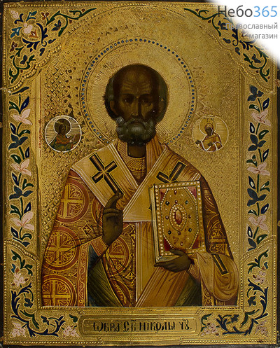  Николай Чудотворец, святитель. Икона писаная 17х22, без ковчега, 19 век, фото 1 
