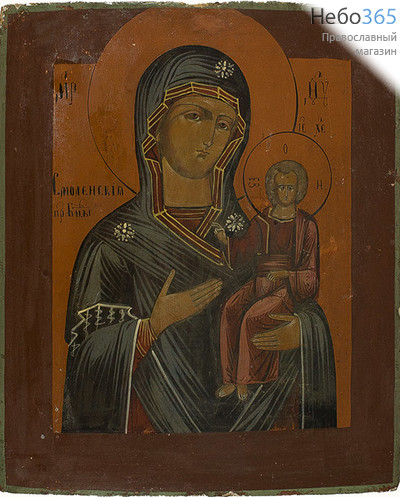  Смоленская икона Божией Матери. Икона писаная 25х30 см, без ковчега, 19 век (Кж), фото 1 