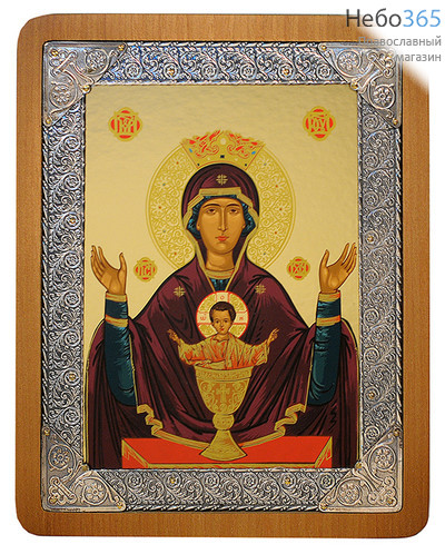  Икона шелкография 16х20, посеребренная риза, в коробке Божией Матери Неупиваемая Чаша, фото 1 