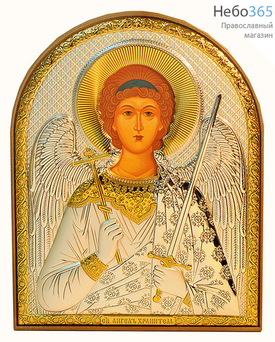  Икона в ризе (Ж) EK4-PAG 12х15,5, посеребрение, позолота, шелкография, на пластиковой основе Ангел Хранитель (172), фото 1 