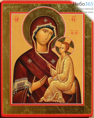 Тихвинская икона Божией Матери. Икона на дереве 20х25х1,5 см, цветная печать, ручная доработка (ТЗВ), фото 1 