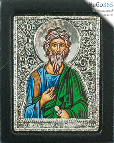  Икона шелкография 6х8, EM 2, посеребренная риза, на дереве Андрей Первозванный, апостол, фото 1 