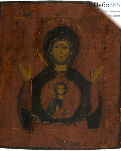  Знамение икона Божией Матери. Икона писаная 26х30 см, без ковчега, 19 век (Кж), фото 1 