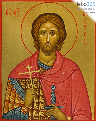  Виктор, мученик. Икона писаная 13х16х2,4, золотой фон, без ковчега, фото 1 