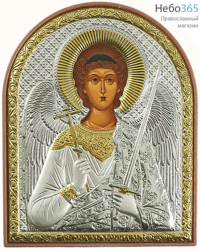  Ангел Хранитель. Икона в ризе 12х15,5 см, шелкография, серебрение, золочение, на пластиковой основе (EK4-PAG) (Ж), фото 1 