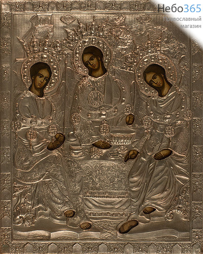  Святая Троица. Икона писаная 18х22, в ризе, фото 1 