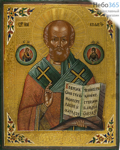  Николай Чудотворец, святитель. Икона писаная 17,5х22, без ковчега, 19 век, фото 1 