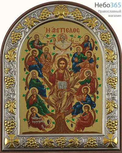  Икона в ризе (Ж) EK304-PАG 12х15, на пластиковой основе, шелкография, посеребрение, позолота, арочная Иисус Христос - Лоза Истинная (203), фото 1 
