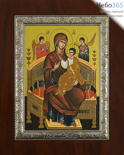  Всецарица икона Божией Матери. Икона на деревянной основе 14,5х18 см, шелкография, в узкой посеребренной и позолоченной ризе (RS 4 KDG) (СмП), фото 1 